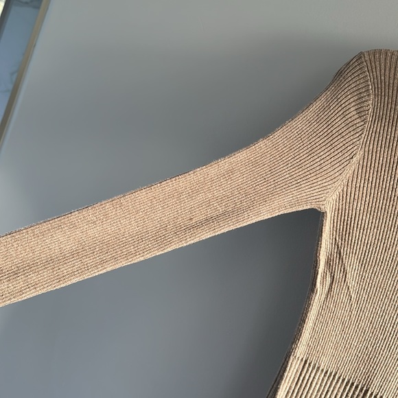 MNG ribbed knit turtleneck dress in tan color size Small - Picture 4 of 9